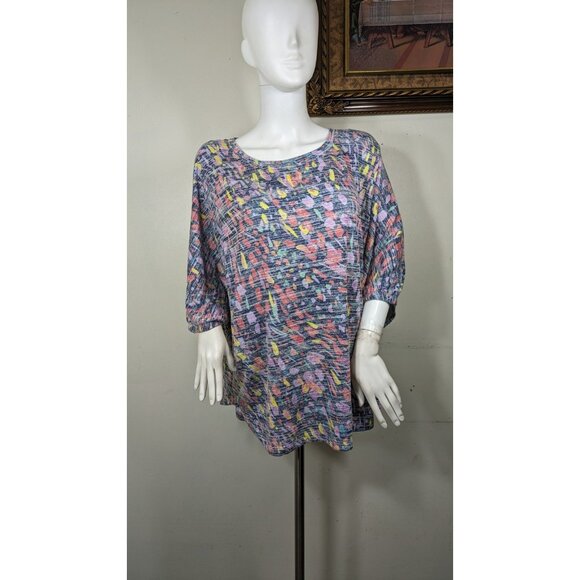 Westbound Women's Multi Color Pastel Confetti Short Sleeve Blouse Size 3X (60) - Picture 8 of 12